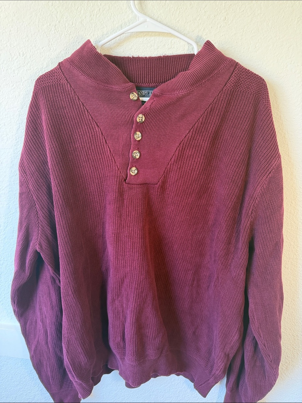 Land's End Chunky Maroon Sweater Men's Regular Large
